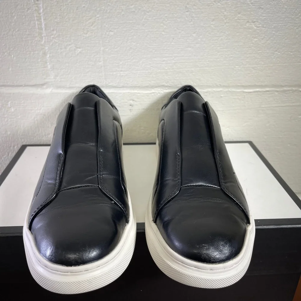Nordstrom Rack 58665 Black Leather Casual Sneaker Shoes Slip On Men's 8.5 M